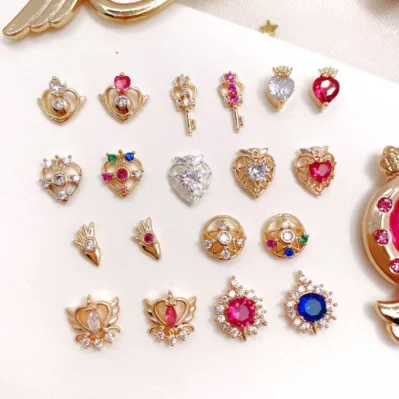 Dijes de decoración de uñas de cristal 3D con circonita Sailor Moon