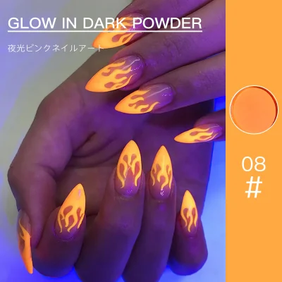 Brillo brillante efecto luminoso que brilla en la oscuridad pintura de uñas pigmento en polvo para recubrimiento