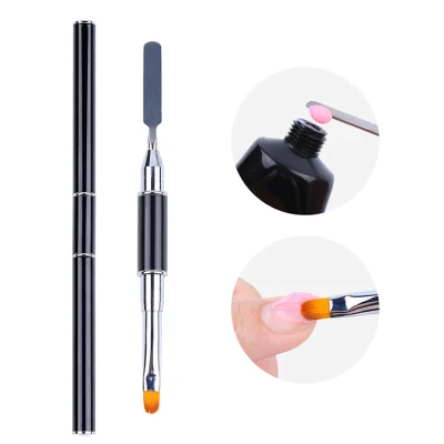 Pincel de pintura para decoración de uñas de doble cabezal, bolígrafo de diseño de dibujo con extensión de Gel UV acrílico y palo de espátula