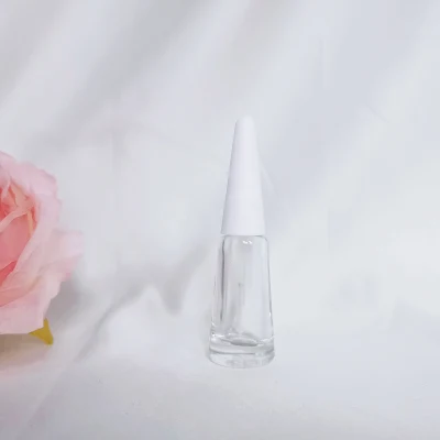 Envase de botellas de vidrio de esmalte de uñas vacío único personalizado de 8 ml con tapa de cepillo